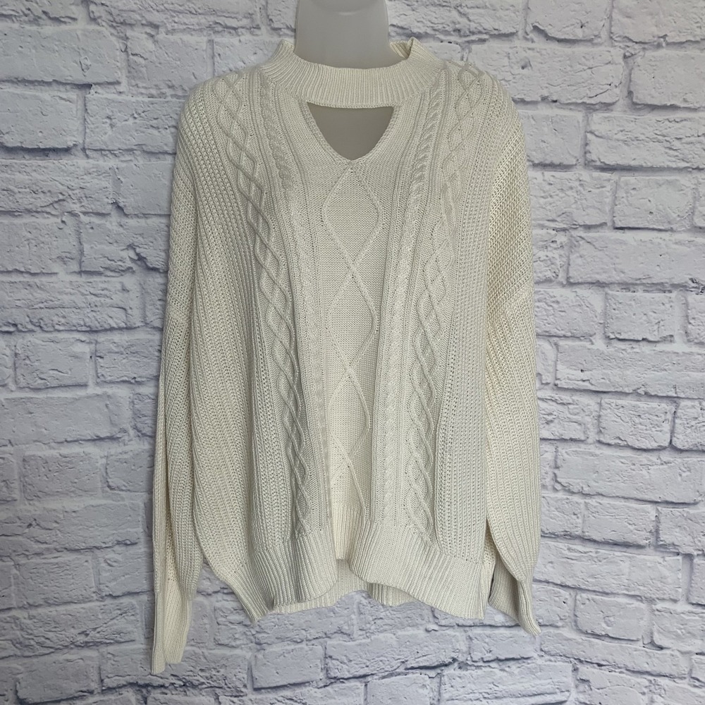 Steve Madden Women 2XL Cable Knit Ivory Sweater‎ NWT MSRP $69